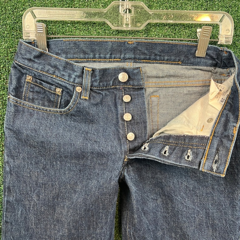 Button Fly Jeans Womens 29x28 Dark Wash Straight Leg Cotton Denim Italy Modern